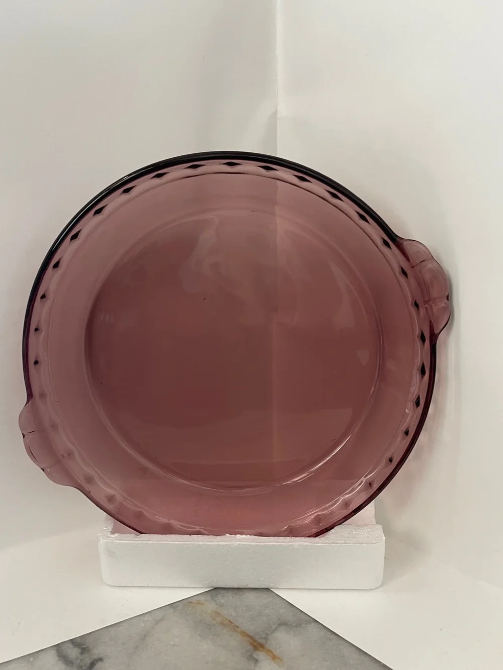 Vintage Pyrex Pie Pan Cranberry Purple Glass 10”x 1.5